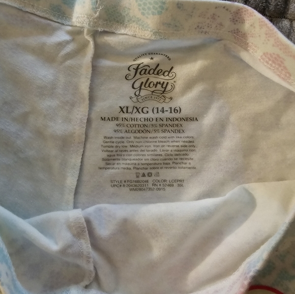 Faded Glory Girls Capri Legging; XL 14/16; Colorful Lace-Print; Brand New - Picture 5 of 5